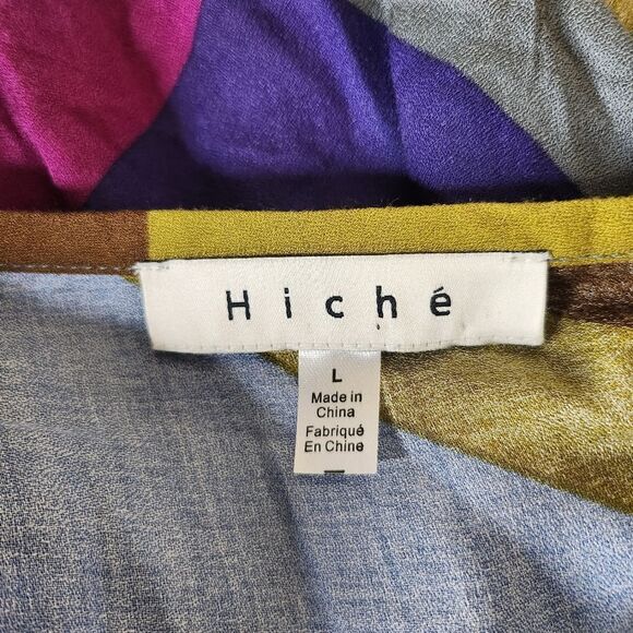 Hichè women's colorful size Large colorblock flutter sleeve casual blouse - Picture 6 of 7